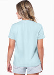 Camiseta con bolsillo y bordado color azul para mujer - Flashy