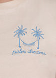 Camiseta con bordado "Palm Dreams" color beige para mujer - Flashy