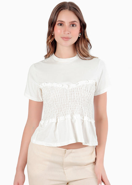 Camiseta con corset nido de abejas - DRACENA