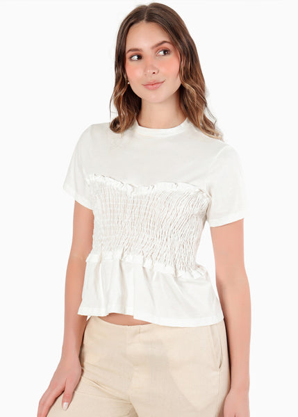 Camiseta con corset nido de abejas - DRACENA