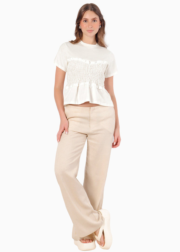 Camiseta con corset nido de abejas - DRACENA
