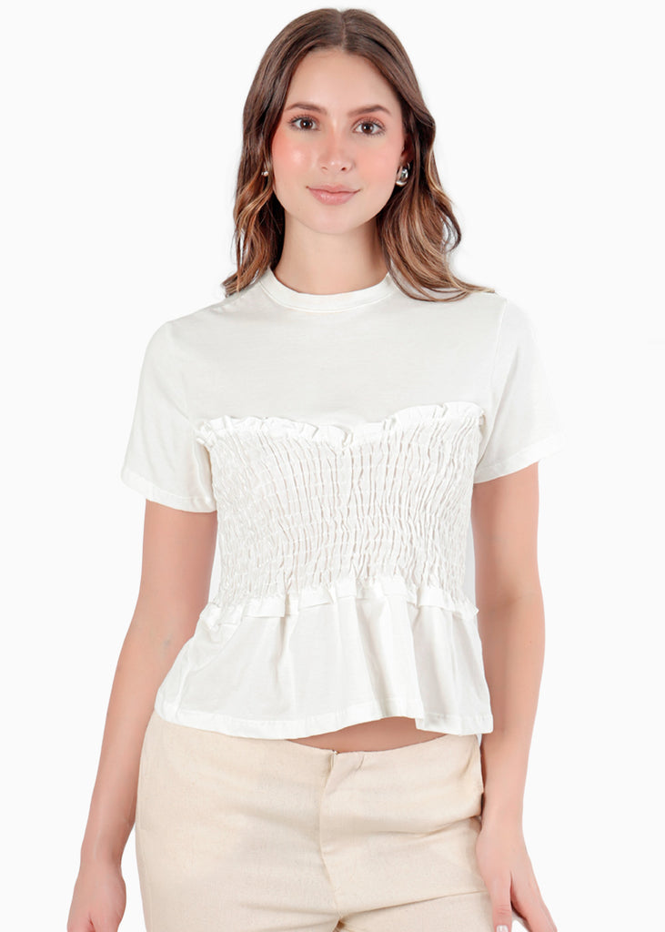 Camiseta con corset nido de abejas - DRACENA
