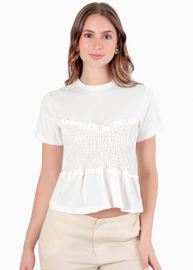 Camiseta con corset nido de abejas - DRACENA