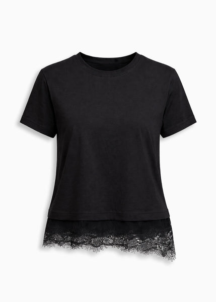 Camiseta con detalle de encaje - CELAYA.NEGRO