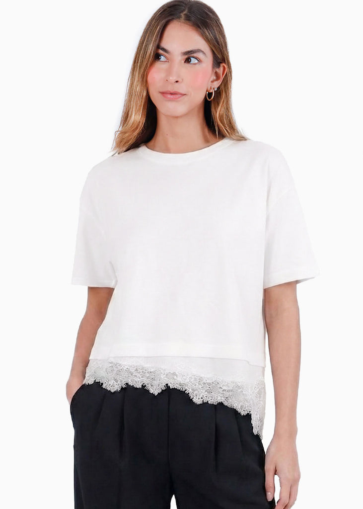 Camiseta con detalle de encaje - CELAYA