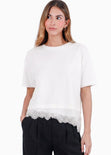 Camiseta con detalle de encaje - CELAYA.MARFIL