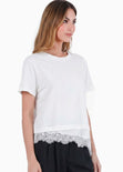 Camiseta con detalle de encaje - CELAYA.MARFIL