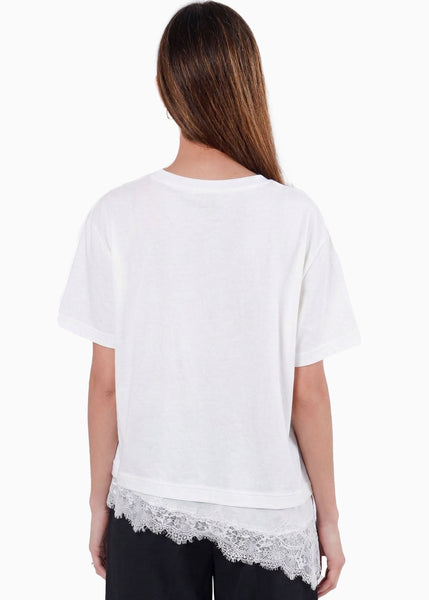 Camiseta con detalle de encaje - CELAYA.MARFIL