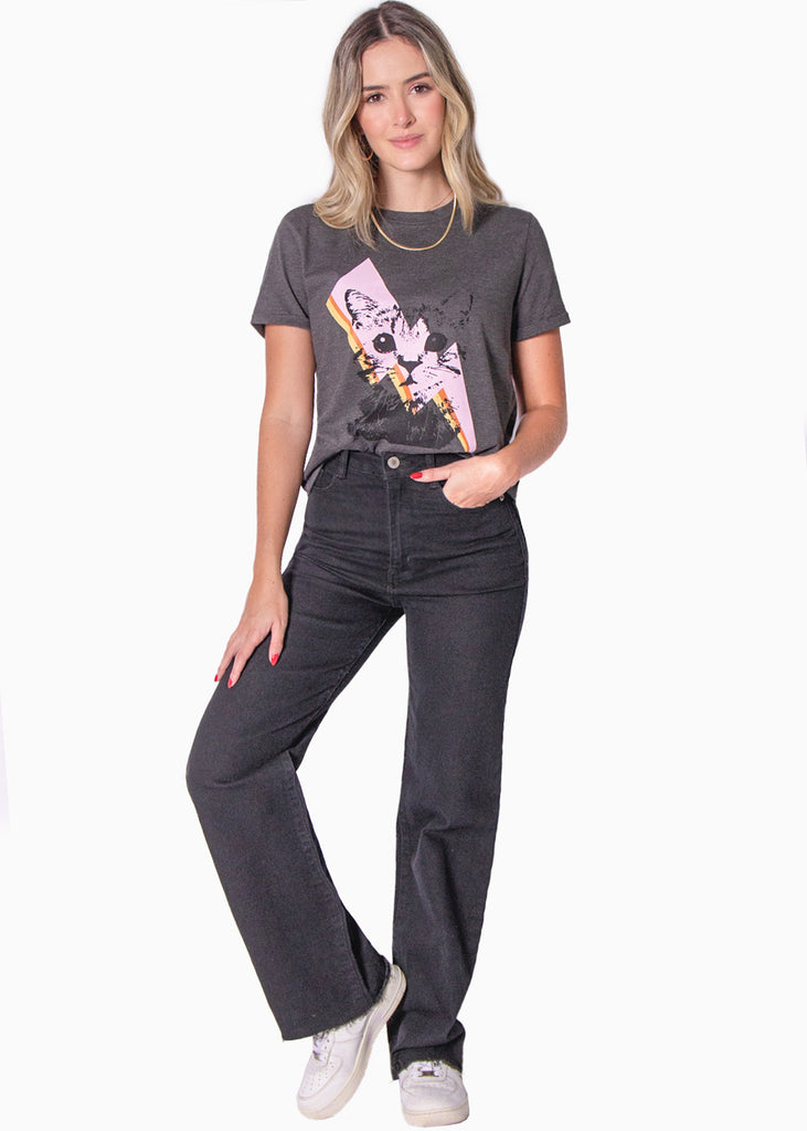 Camiseta con estampado de gato - LAETITIA