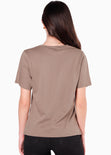 Camiseta con estampado de gato color café para mujer - Flashy