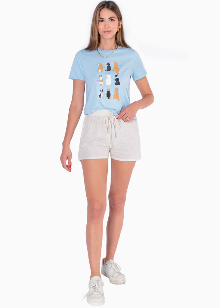 Camiseta con estampado de perros color azul para mujer - Flashy
