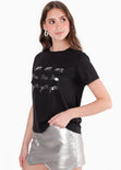 Camiseta con estampado de tigres color negro para mujer - Flashy