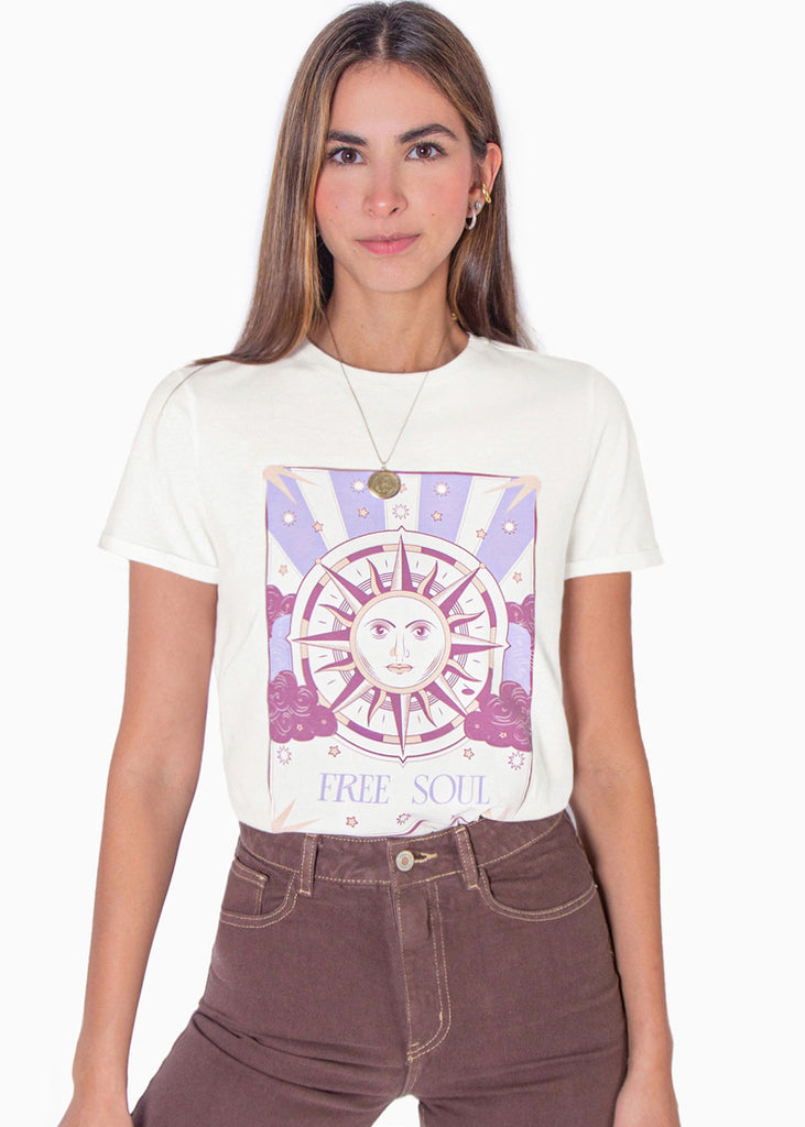 Camiseta con estampado "Free soul"  para mujer - Flashy