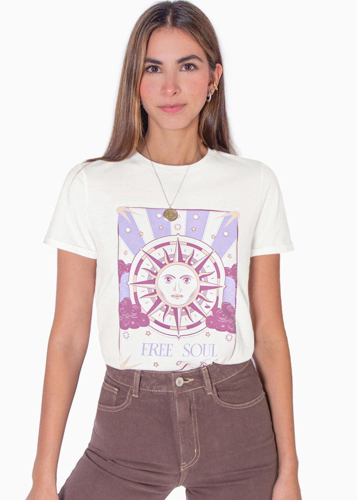 Camiseta con estampado "Free soul"  para mujer - Flashy