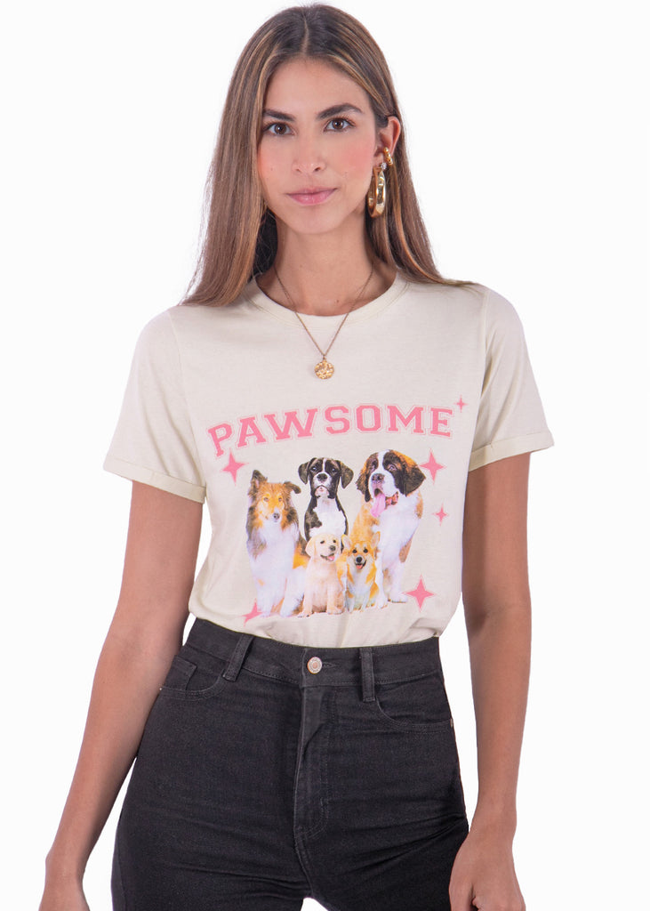 Camiseta con estampado "Pawsome" y perros - MAGALIE