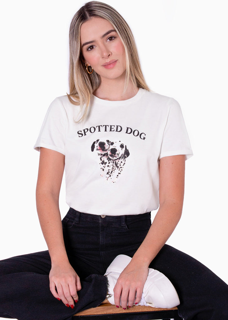 Camiseta con estampado "Spotted dog" de perritos  para mujer - Flashy