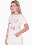 Camiseta con estampado texano color blanco, marfil para mujer - Flashy