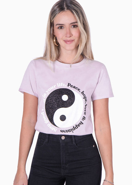 Camiseta con estampado ying yang  para mujer - Flashy