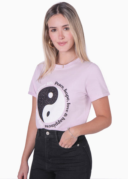 Camiseta con estampado ying yang  para mujer - Flashy