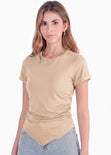 Camiseta con frente en largo en punta - CHICAGO.BEIGE