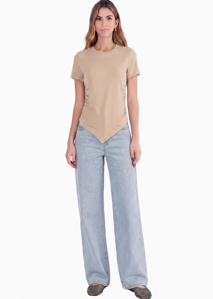 Camiseta con frente en largo en punta - CHICAGO.BEIGE