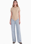 Camiseta con frente en largo en punta - CHICAGO.BEIGE