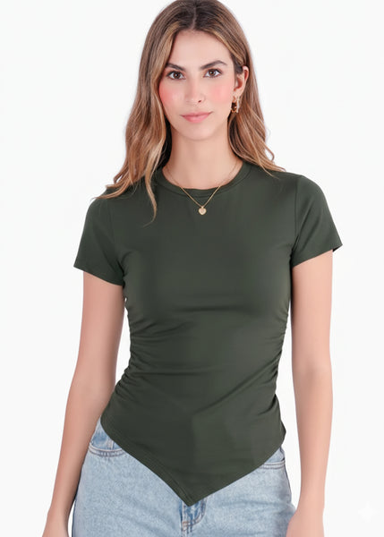 Camiseta con frente en largo en punta - CHICAGO.VERDE