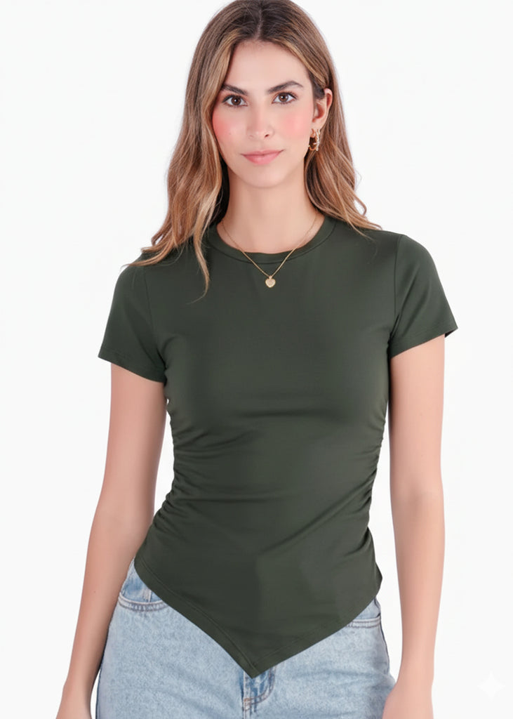 Camiseta con frente en largo en punta - CHICAGO.VERDE