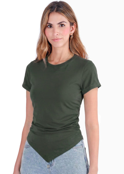 Camiseta con frente en largo en punta - CHICAGO.VERDE