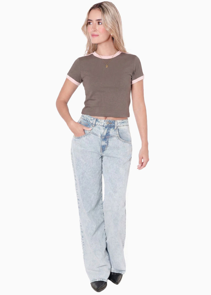 Camiseta con puño y cuellos en contraste - ACAPULCO