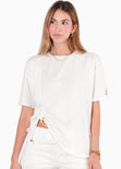 Camiseta con tunel en frente color marfil, blanco para mujer - Flashy