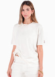 Camiseta con tunel en frente color marfil, blanco para mujer - Flashy