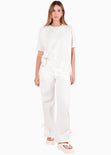 Camiseta con tunel en frente color marfil, blanco para mujer - Flashy