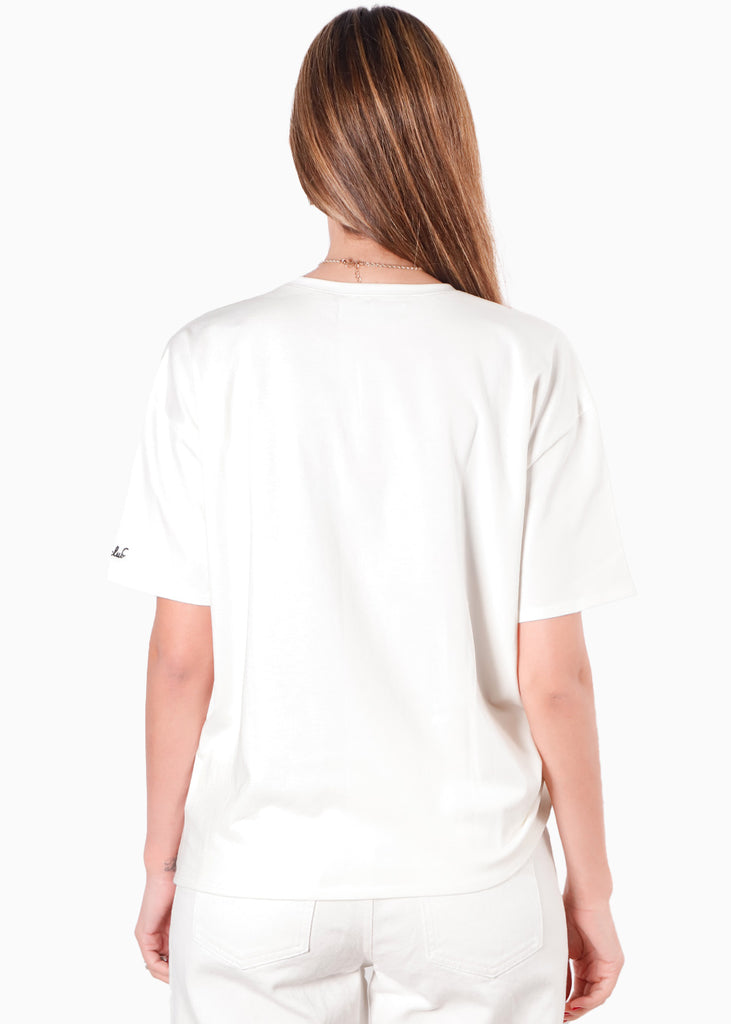 Camiseta con tunel en frente color marfil, blanco para mujer - Flashy