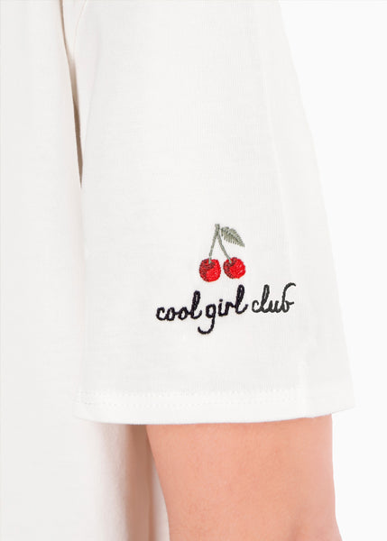 Camiseta con tunel en frente color marfil, blanco para mujer - Flashy