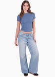 Camiseta corta con corte tipo corset - CRISANTEMO.AZUL