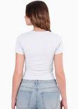 Camiseta corta con corte tipo corset - CRISANTEMO.MARFIL