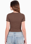 Camiseta corta con corte tipo corset - CRISANTEMO.CAFE