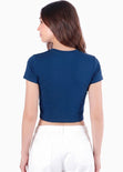Camiseta corta con corte tipo corset - OKLAHOMA.AZUL