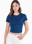 Camiseta corta con corte tipo corset - OKLAHOMA.AZUL