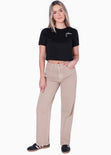 Camiseta corta con estampado bordado "J'adore" color negro para mujer - Flashy