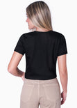 Camiseta corta con estampado bordado "J'adore" color negro para mujer - Flashy