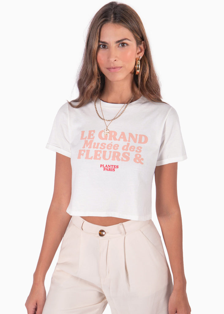 Camiseta corta con estampado de "Le grand museé des fleurs & plants" - BLUE