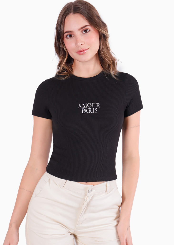 Camiseta corta cy ajustada tipo baby tee con bordado - TOLEDO