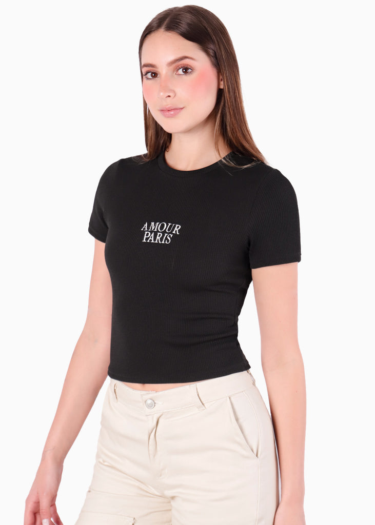 Camiseta corta cy ajustada tipo baby tee con bordado - TOLEDO