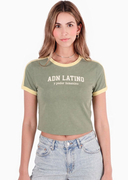 Camiseta corta estampada con cuello y puños en contraste - AMAZONAS