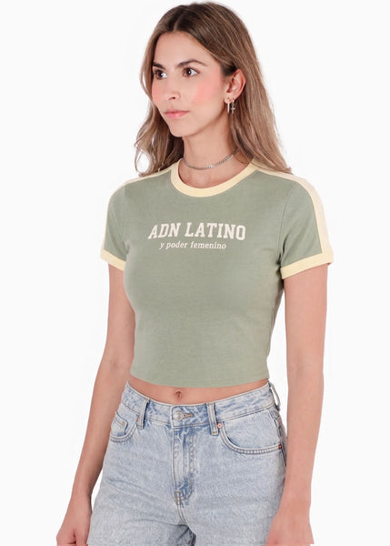 Camiseta corta estampada con cuello y puños en contraste - AMAZONAS
