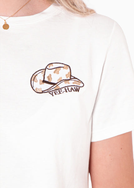 Camiseta crop con bordado "Yee haw" - PIERETTE