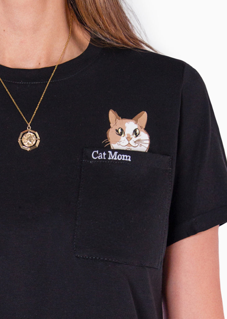 Camiseta crop estampada "Cat mom" - PAULETTE