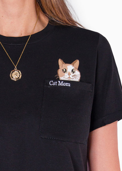 Camiseta crop estampada "Cat mom"  para mujer - Flashy